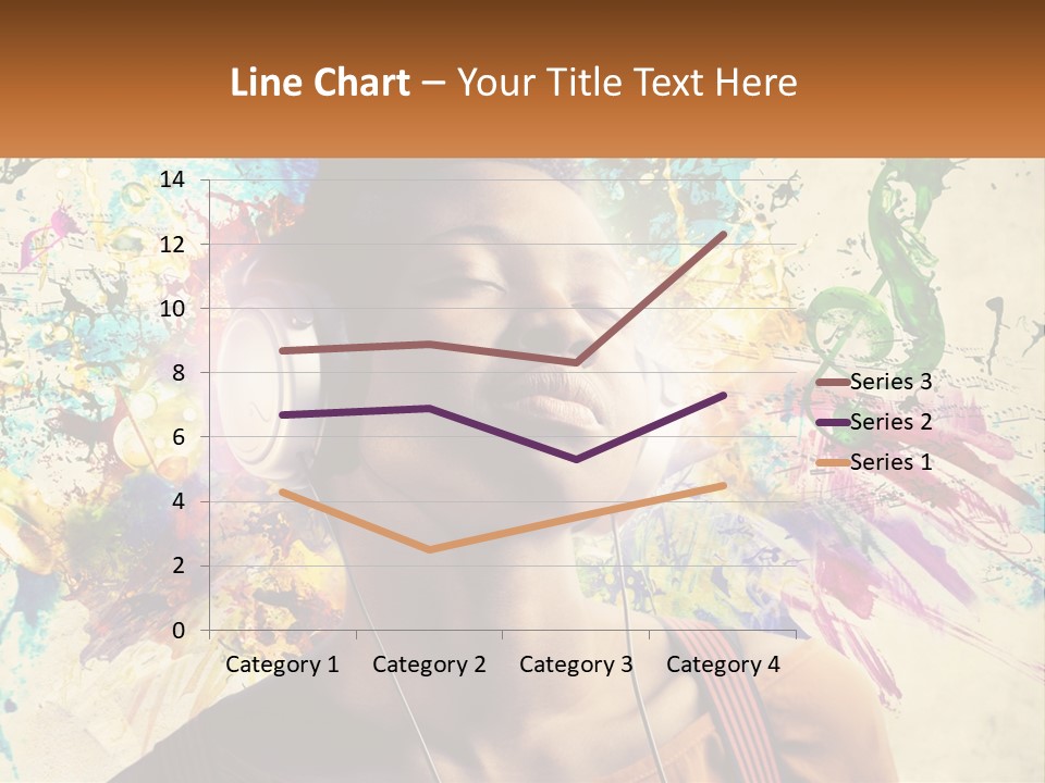 A Woman With Headphones Is Listening To Music PowerPoint Template