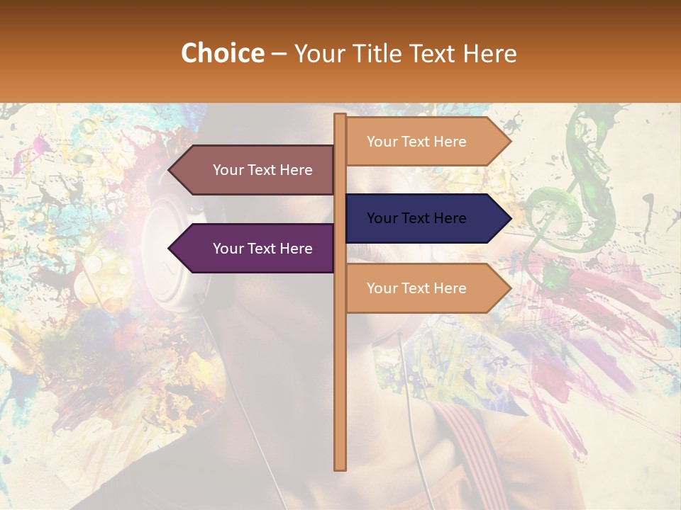 A Woman With Headphones Is Listening To Music PowerPoint Template