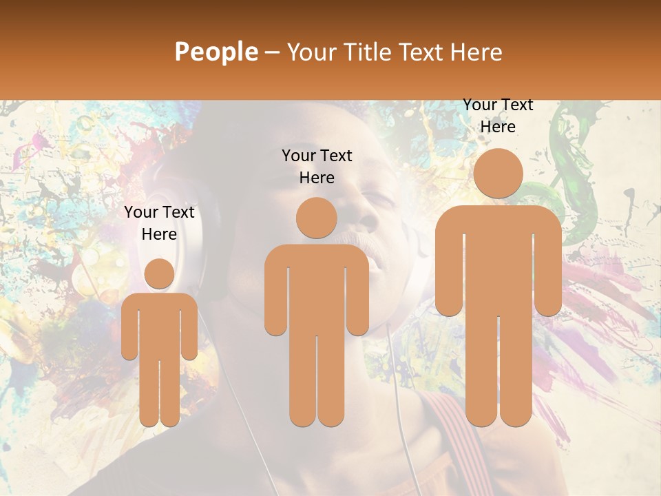 A Woman With Headphones Is Listening To Music PowerPoint Template