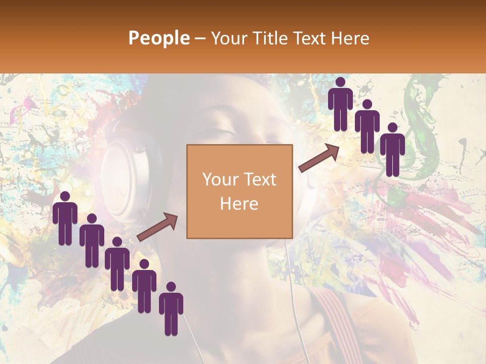 A Woman With Headphones Is Listening To Music PowerPoint Template
