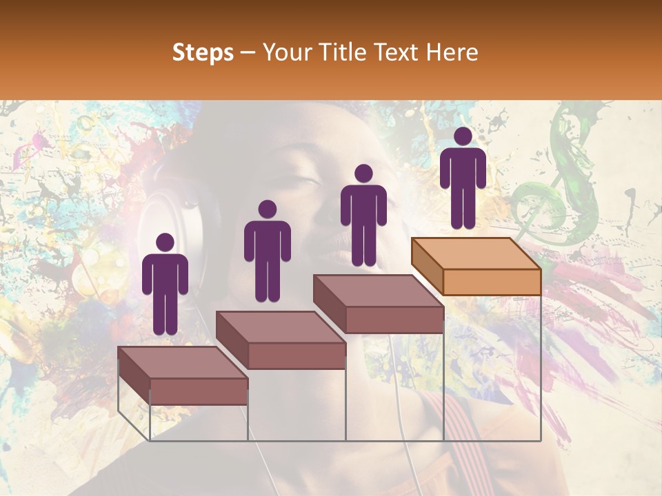 A Woman With Headphones Is Listening To Music PowerPoint Template