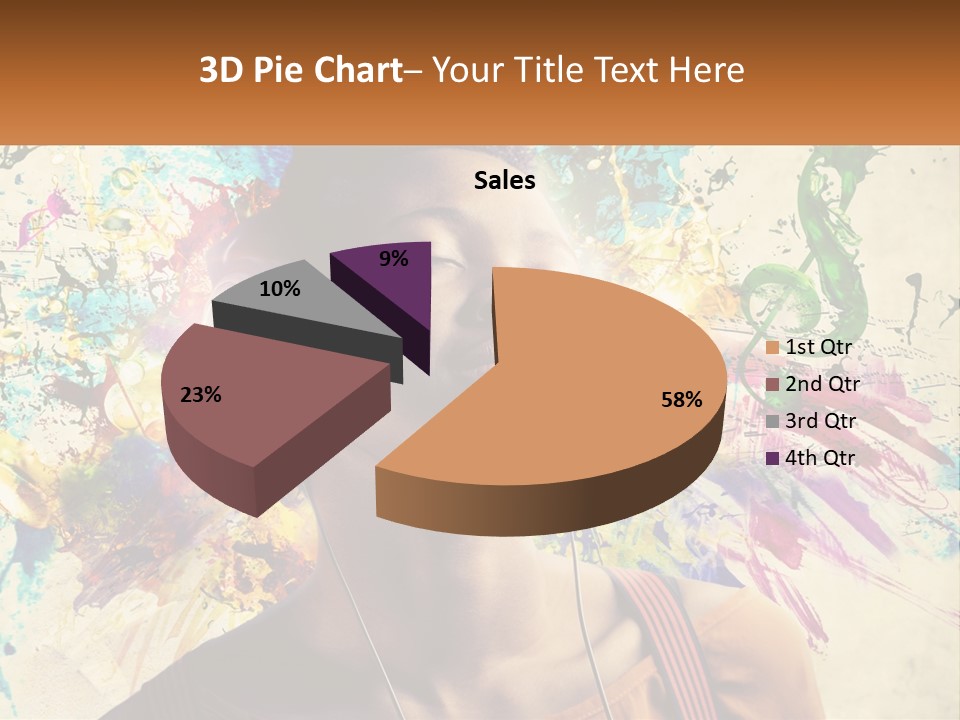 A Woman With Headphones Is Listening To Music PowerPoint Template