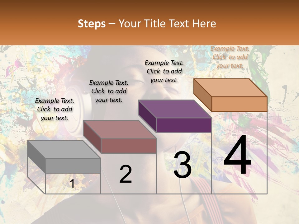 A Woman With Headphones Is Listening To Music PowerPoint Template