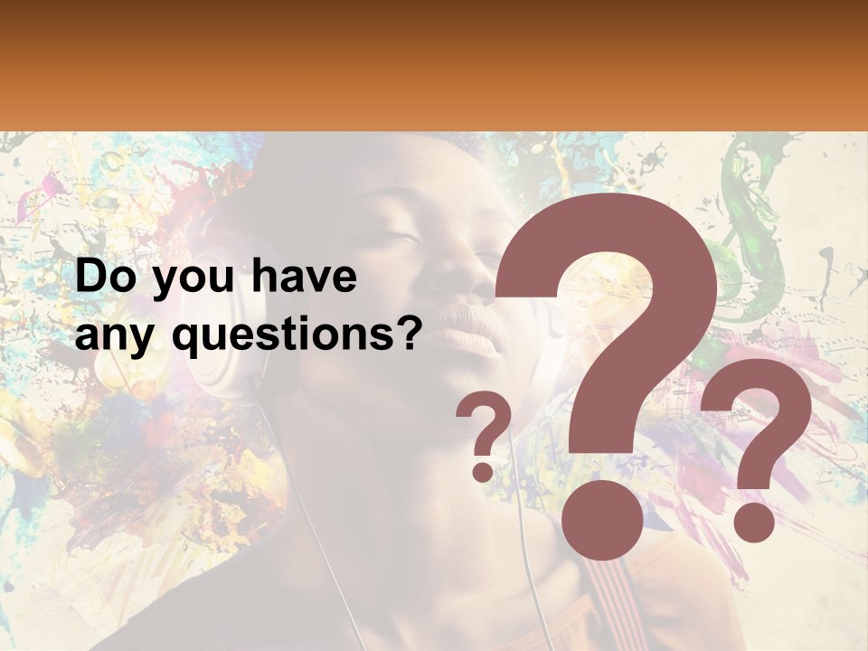 A Woman With Headphones Is Listening To Music PowerPoint Template