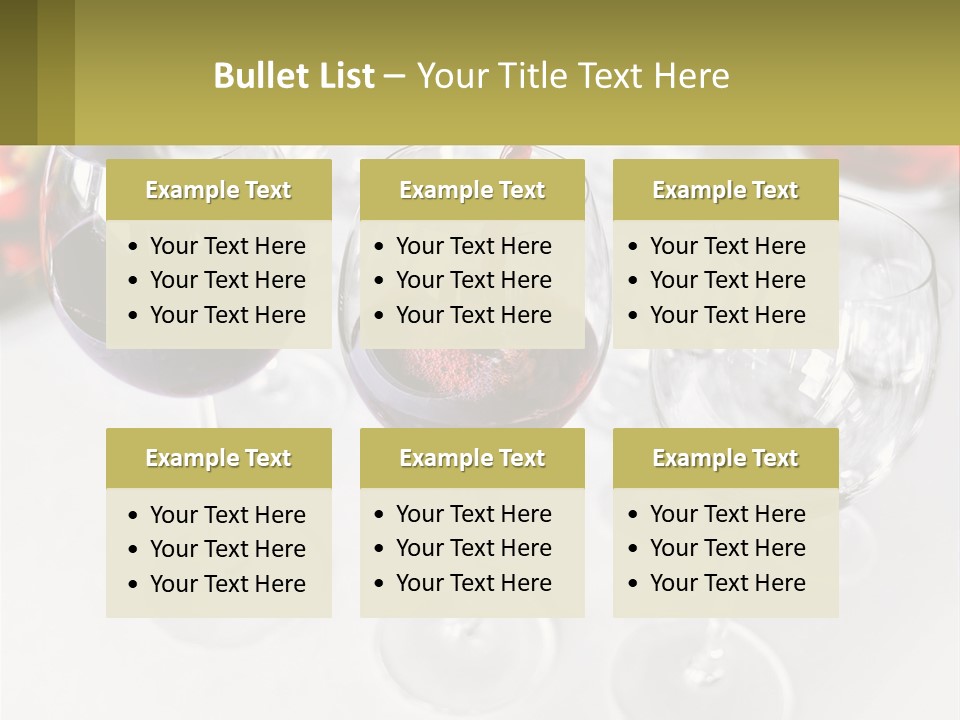 Wine Being Poured Into Wine Glasses On A Table PowerPoint Template