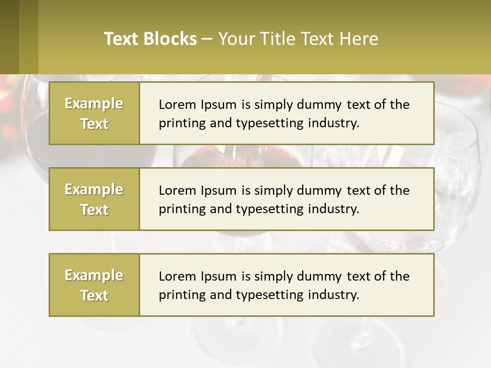 Wine Being Poured Into Wine Glasses On A Table PowerPoint Template