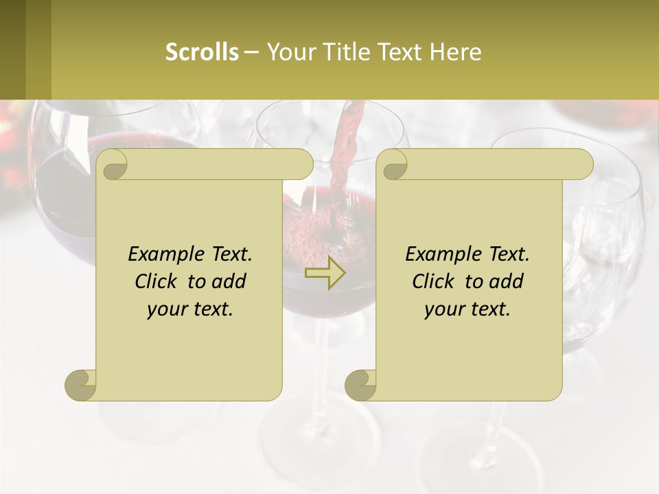 Wine Being Poured Into Wine Glasses On A Table PowerPoint Template