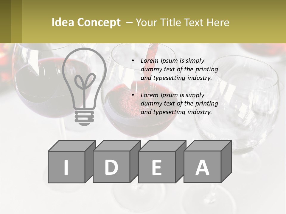 Wine Being Poured Into Wine Glasses On A Table PowerPoint Template