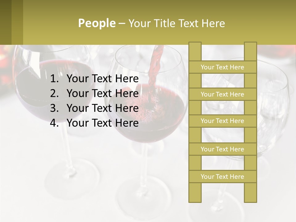 Wine Being Poured Into Wine Glasses On A Table PowerPoint Template