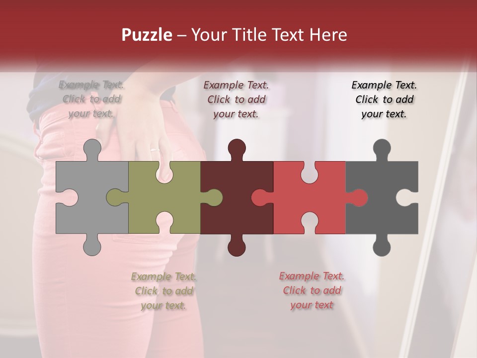 A Woman In Pink Pants Standing In Front Of A Mirror PowerPoint Template