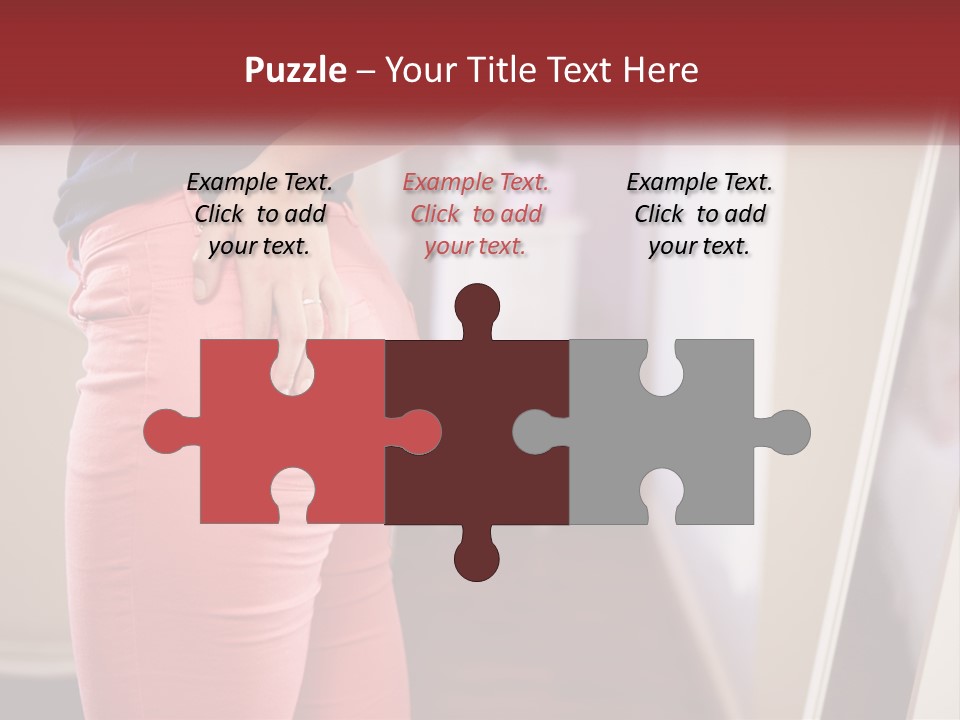 A Woman In Pink Pants Standing In Front Of A Mirror PowerPoint Template