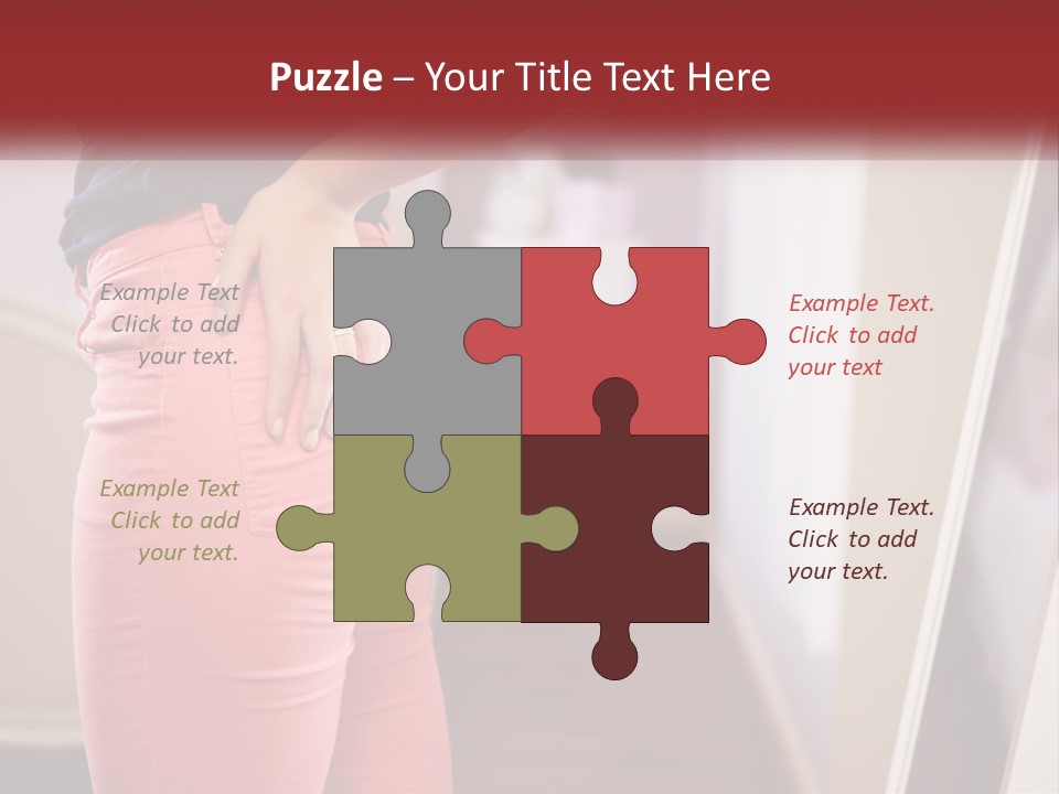 A Woman In Pink Pants Standing In Front Of A Mirror PowerPoint Template