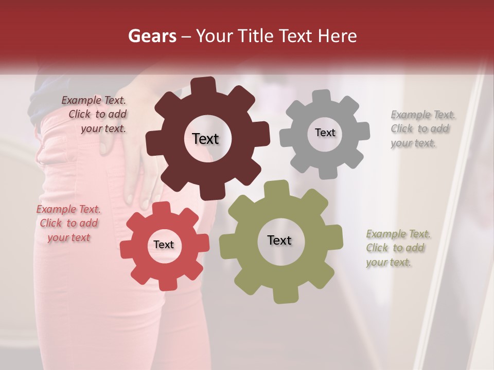 A Woman In Pink Pants Standing In Front Of A Mirror PowerPoint Template