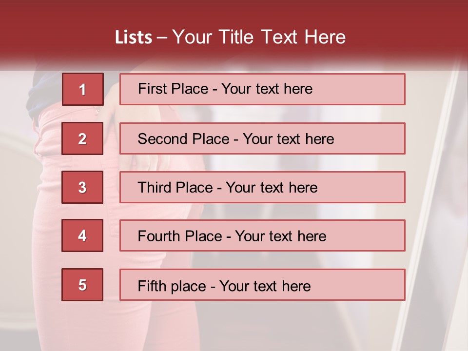 A Woman In Pink Pants Standing In Front Of A Mirror PowerPoint Template