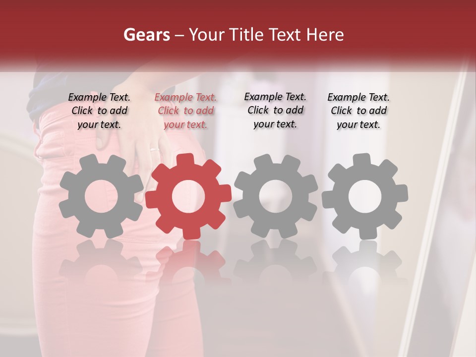 A Woman In Pink Pants Standing In Front Of A Mirror PowerPoint Template