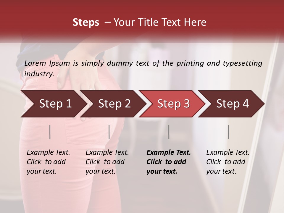 A Woman In Pink Pants Standing In Front Of A Mirror PowerPoint Template