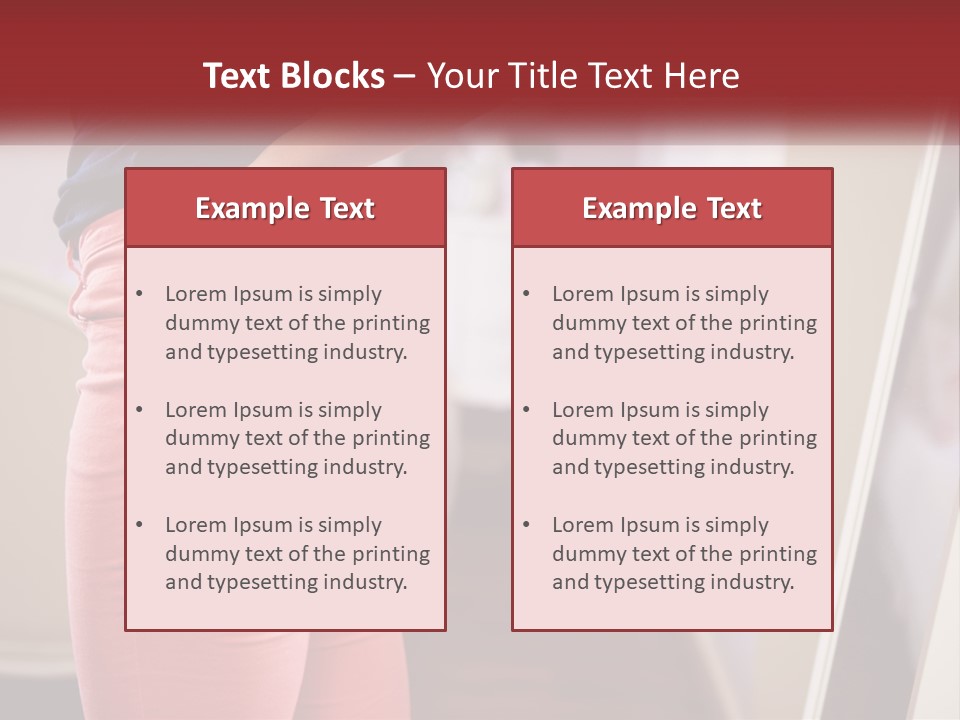 A Woman In Pink Pants Standing In Front Of A Mirror PowerPoint Template