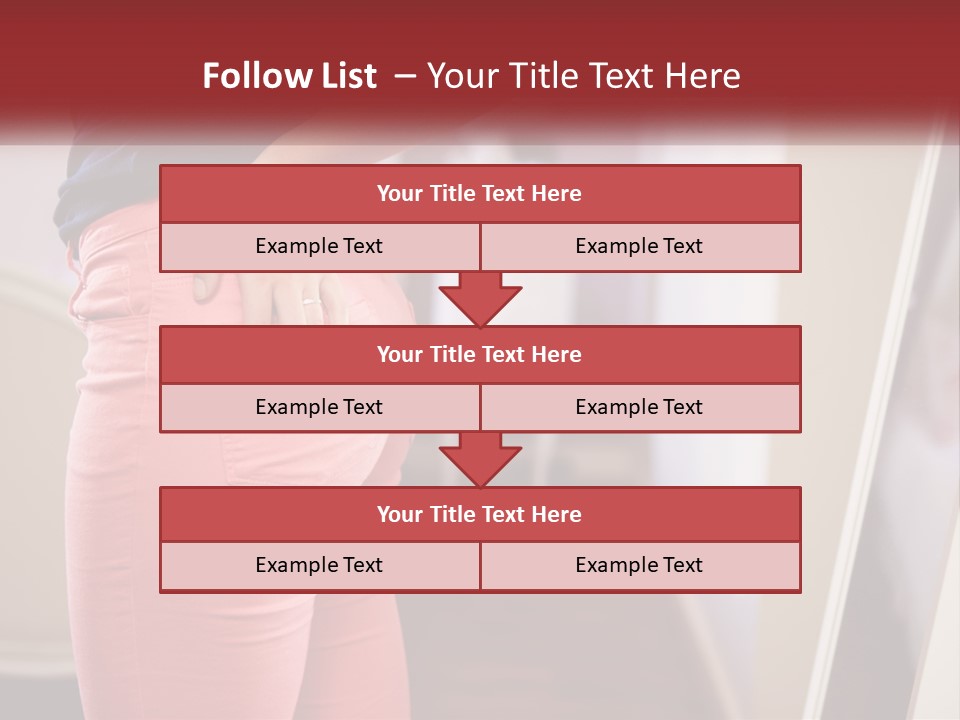 A Woman In Pink Pants Standing In Front Of A Mirror PowerPoint Template