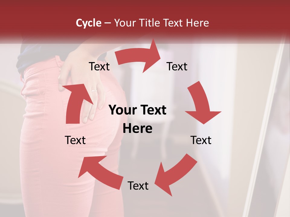 A Woman In Pink Pants Standing In Front Of A Mirror PowerPoint Template