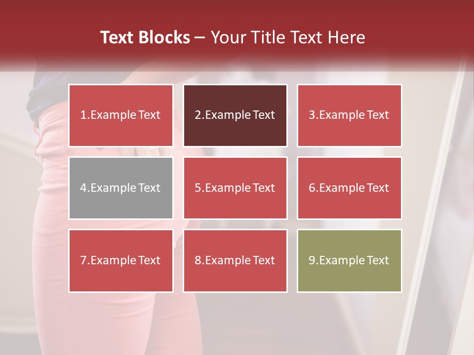 A Woman In Pink Pants Standing In Front Of A Mirror PowerPoint Template