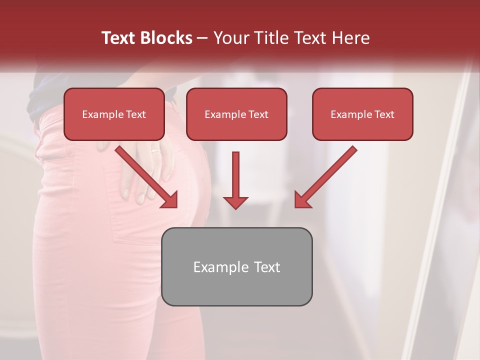 A Woman In Pink Pants Standing In Front Of A Mirror PowerPoint Template
