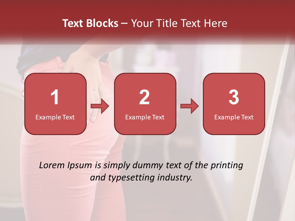 A Woman In Pink Pants Standing In Front Of A Mirror PowerPoint Template
