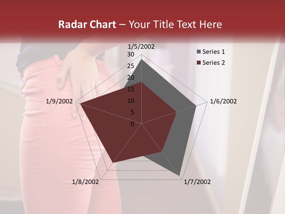 A Woman In Pink Pants Standing In Front Of A Mirror PowerPoint Template