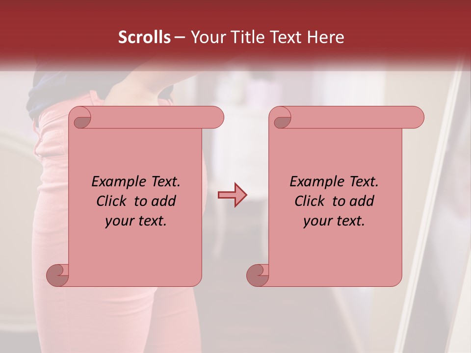 A Woman In Pink Pants Standing In Front Of A Mirror PowerPoint Template
