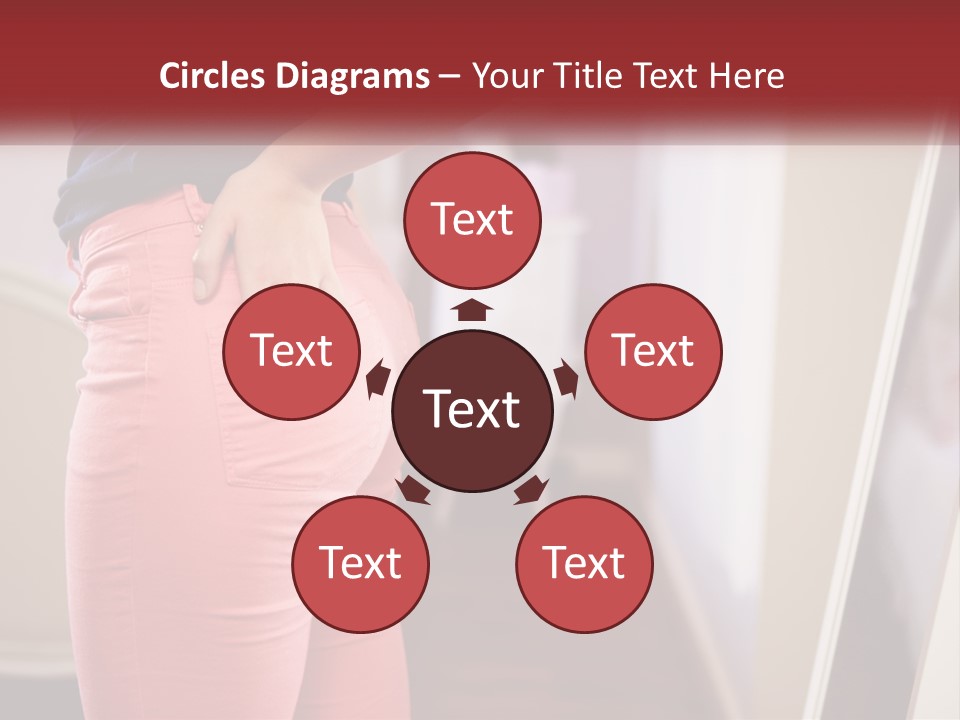 A Woman In Pink Pants Standing In Front Of A Mirror PowerPoint Template