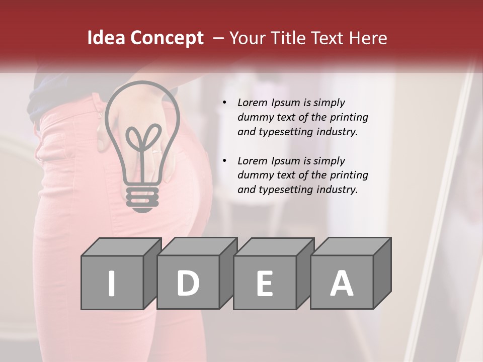 A Woman In Pink Pants Standing In Front Of A Mirror PowerPoint Template