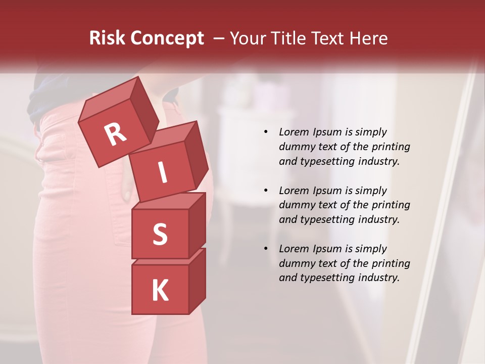 A Woman In Pink Pants Standing In Front Of A Mirror PowerPoint Template