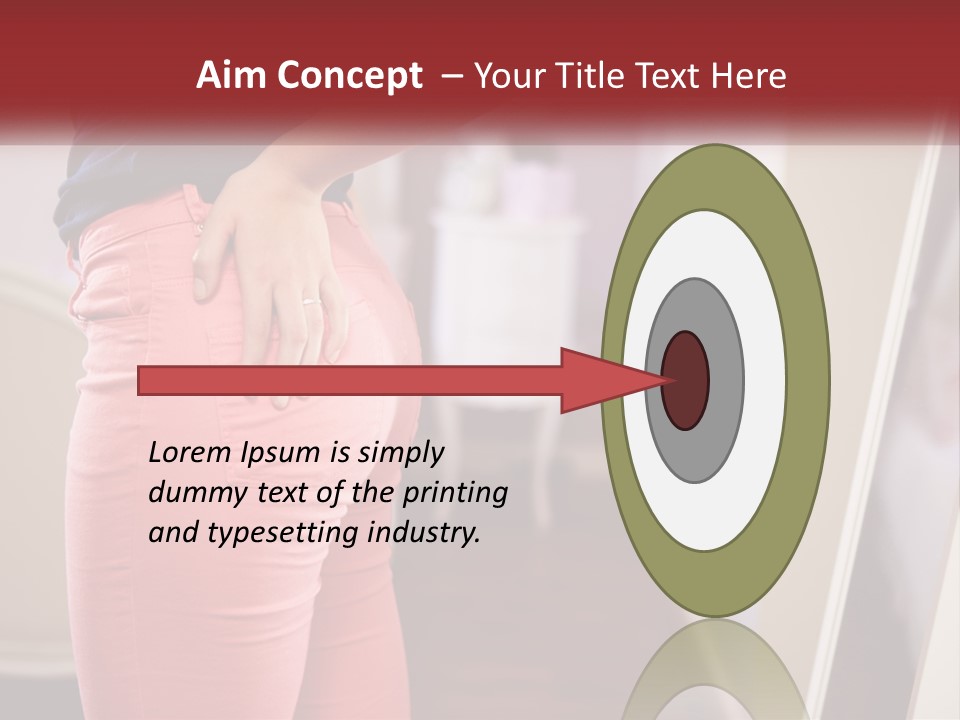 A Woman In Pink Pants Standing In Front Of A Mirror PowerPoint Template
