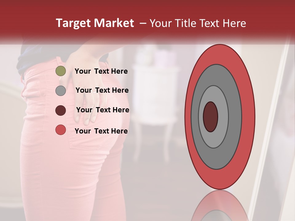 A Woman In Pink Pants Standing In Front Of A Mirror PowerPoint Template