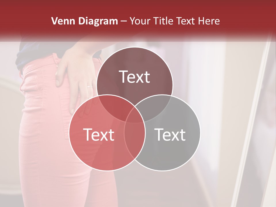 A Woman In Pink Pants Standing In Front Of A Mirror PowerPoint Template