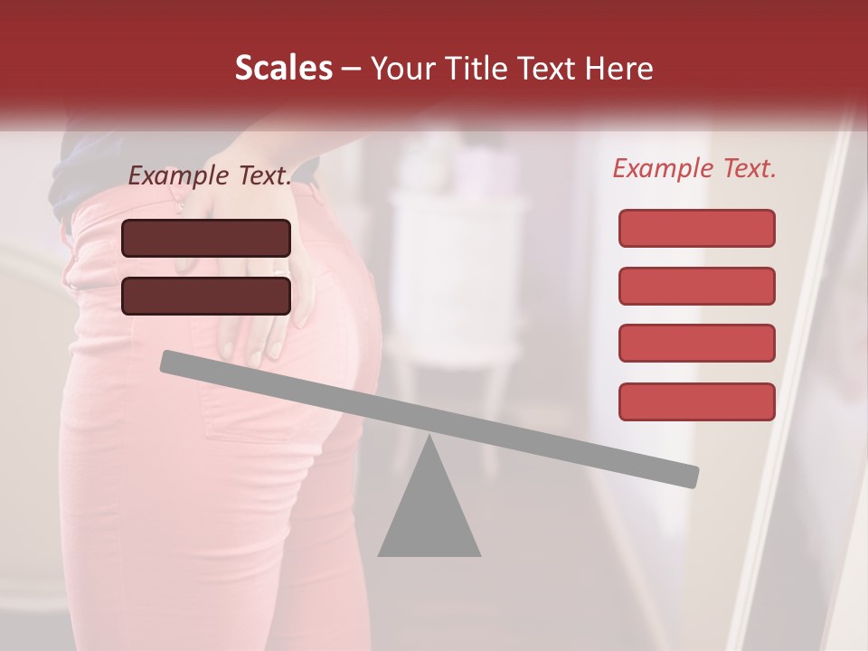 A Woman In Pink Pants Standing In Front Of A Mirror PowerPoint Template