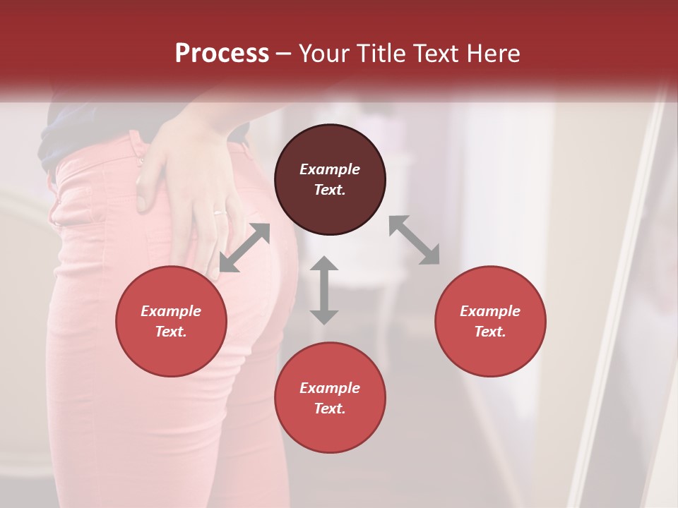 A Woman In Pink Pants Standing In Front Of A Mirror PowerPoint Template