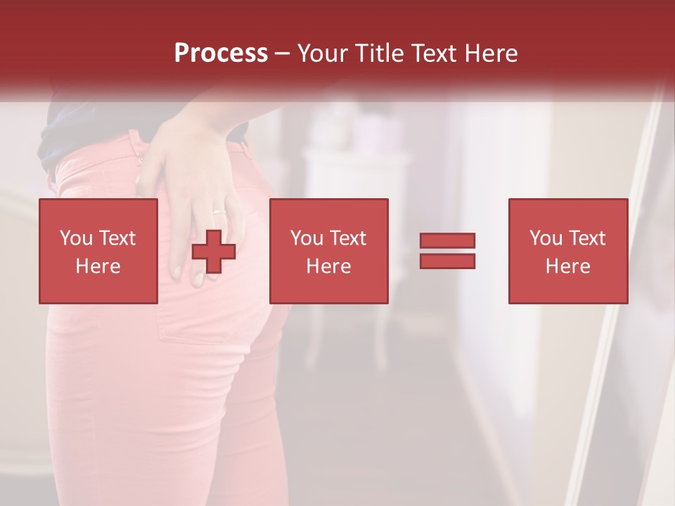 A Woman In Pink Pants Standing In Front Of A Mirror PowerPoint Template