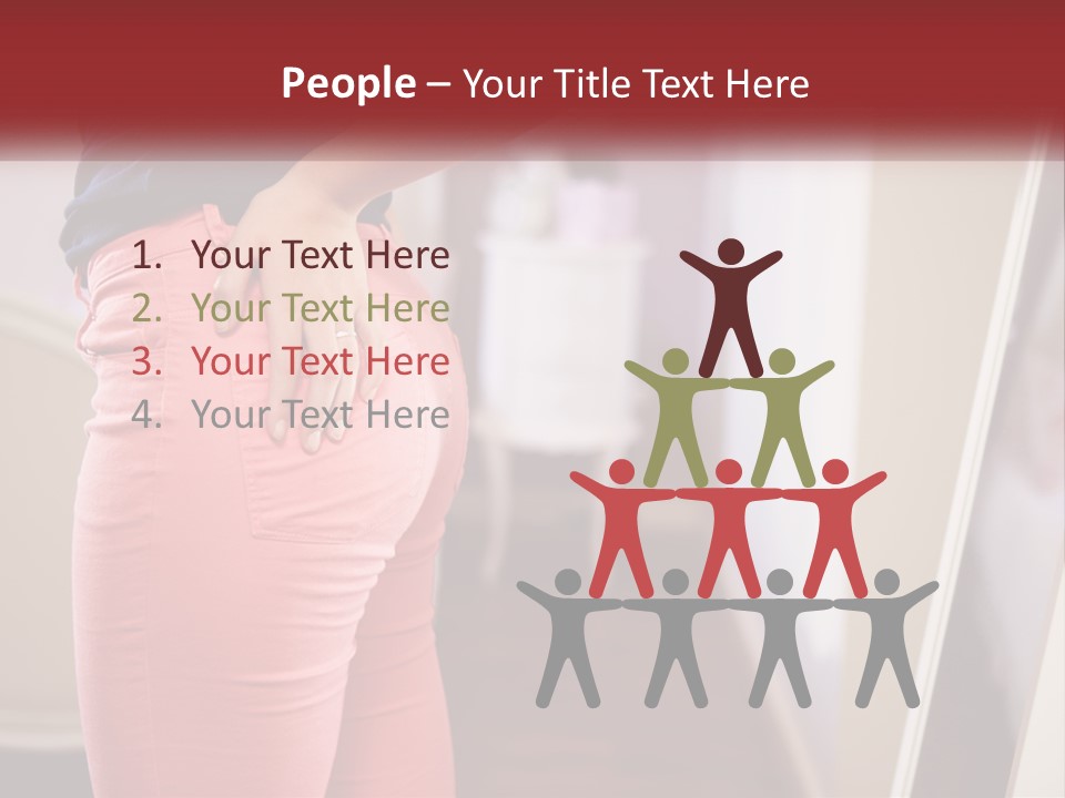 A Woman In Pink Pants Standing In Front Of A Mirror PowerPoint Template