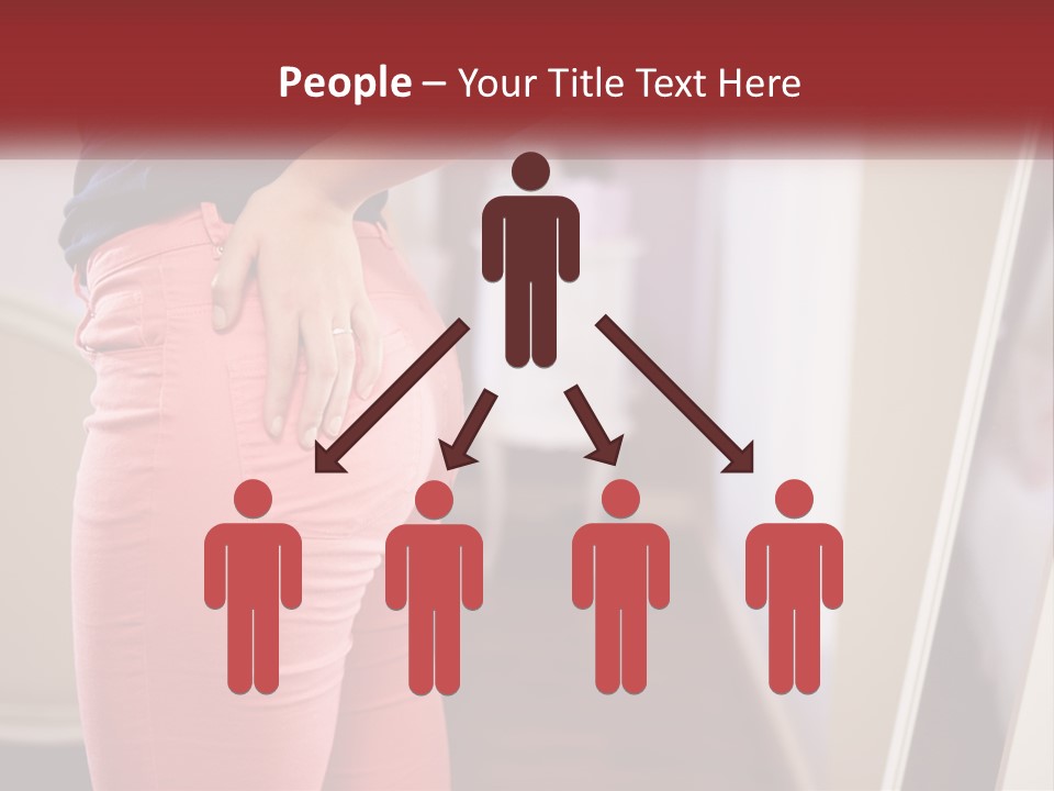 A Woman In Pink Pants Standing In Front Of A Mirror PowerPoint Template