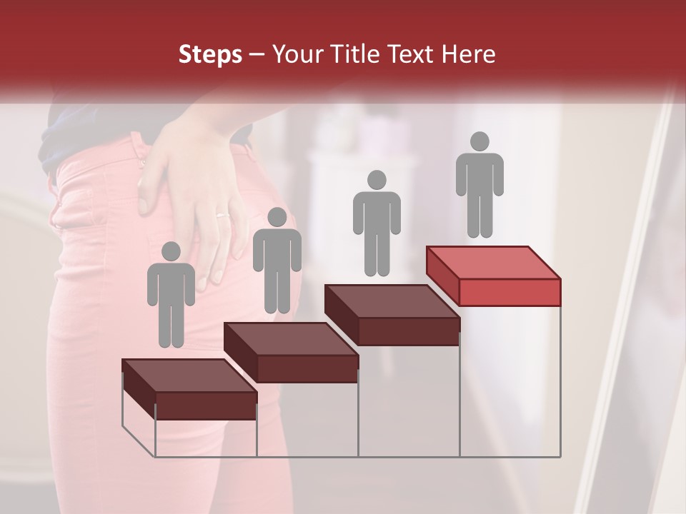 A Woman In Pink Pants Standing In Front Of A Mirror PowerPoint Template