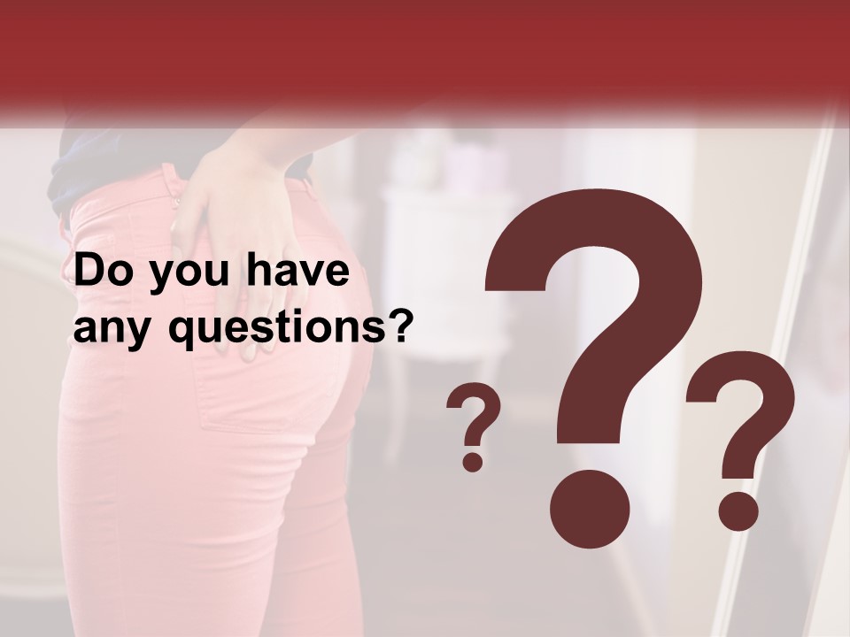 A Woman In Pink Pants Standing In Front Of A Mirror PowerPoint Template