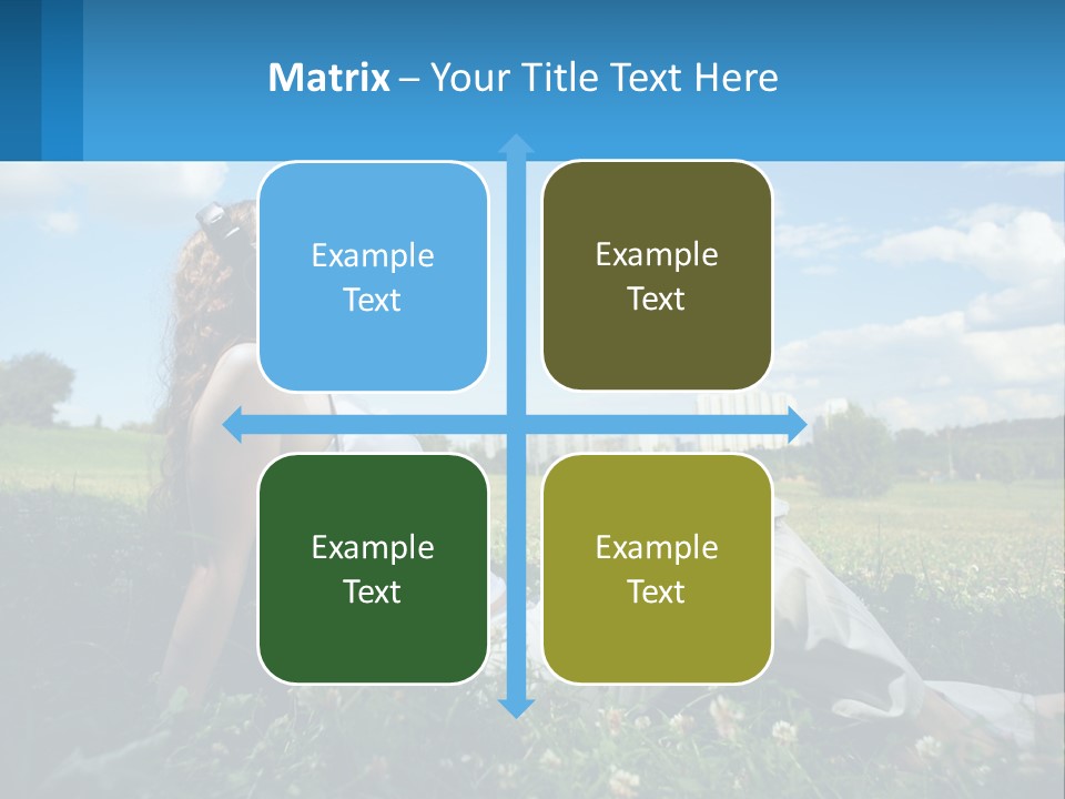 A Woman Sitting In The Grass Listening To Music PowerPoint Template