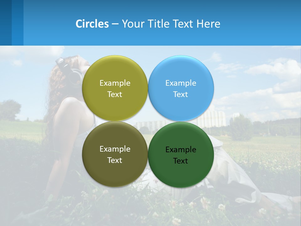 A Woman Sitting In The Grass Listening To Music PowerPoint Template