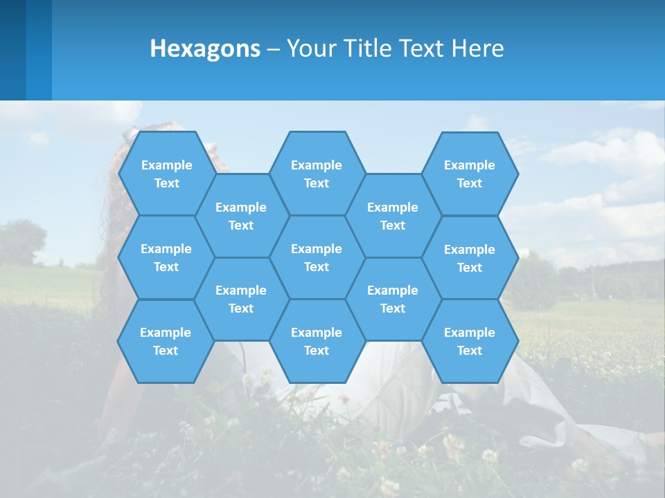 A Woman Sitting In The Grass Listening To Music PowerPoint Template