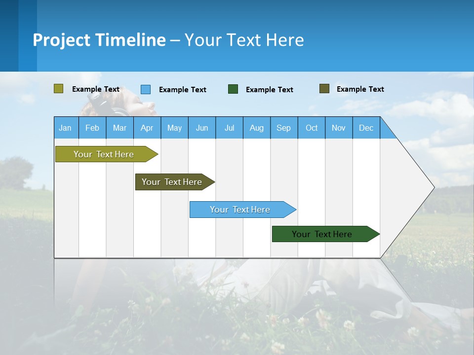 A Woman Sitting In The Grass Listening To Music PowerPoint Template