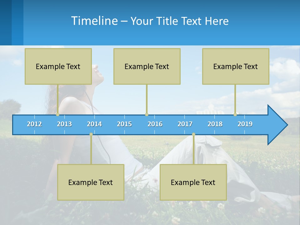 A Woman Sitting In The Grass Listening To Music PowerPoint Template