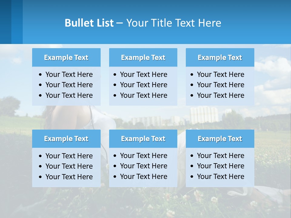 A Woman Sitting In The Grass Listening To Music PowerPoint Template