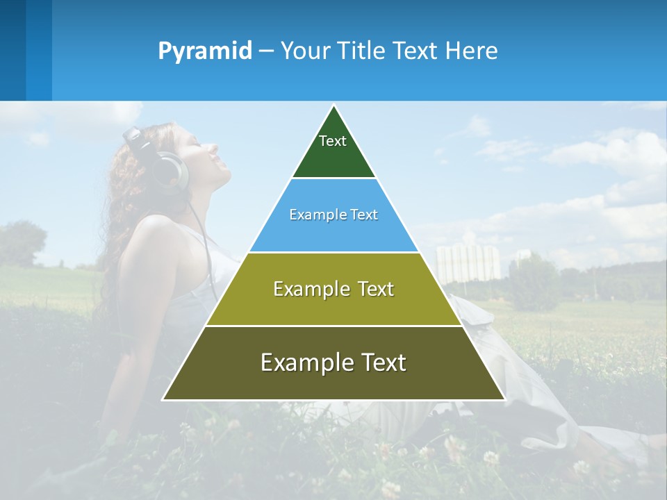 A Woman Sitting In The Grass Listening To Music PowerPoint Template