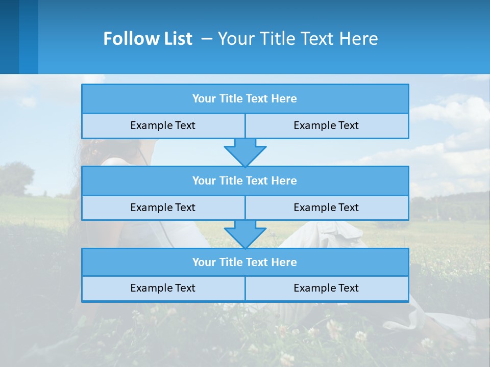 A Woman Sitting In The Grass Listening To Music PowerPoint Template