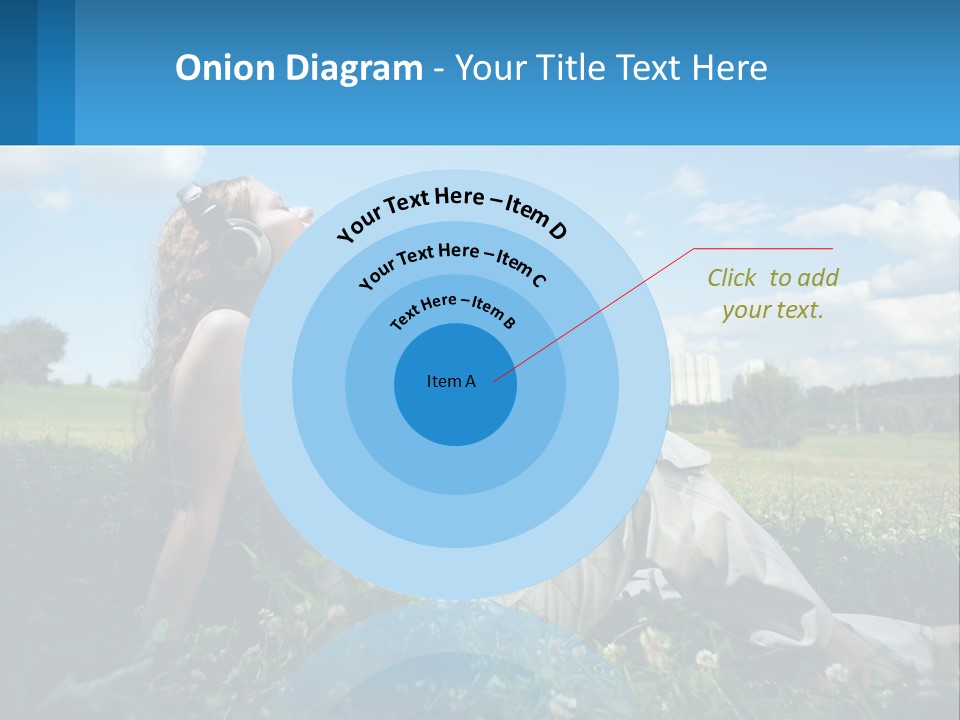 A Woman Sitting In The Grass Listening To Music PowerPoint Template